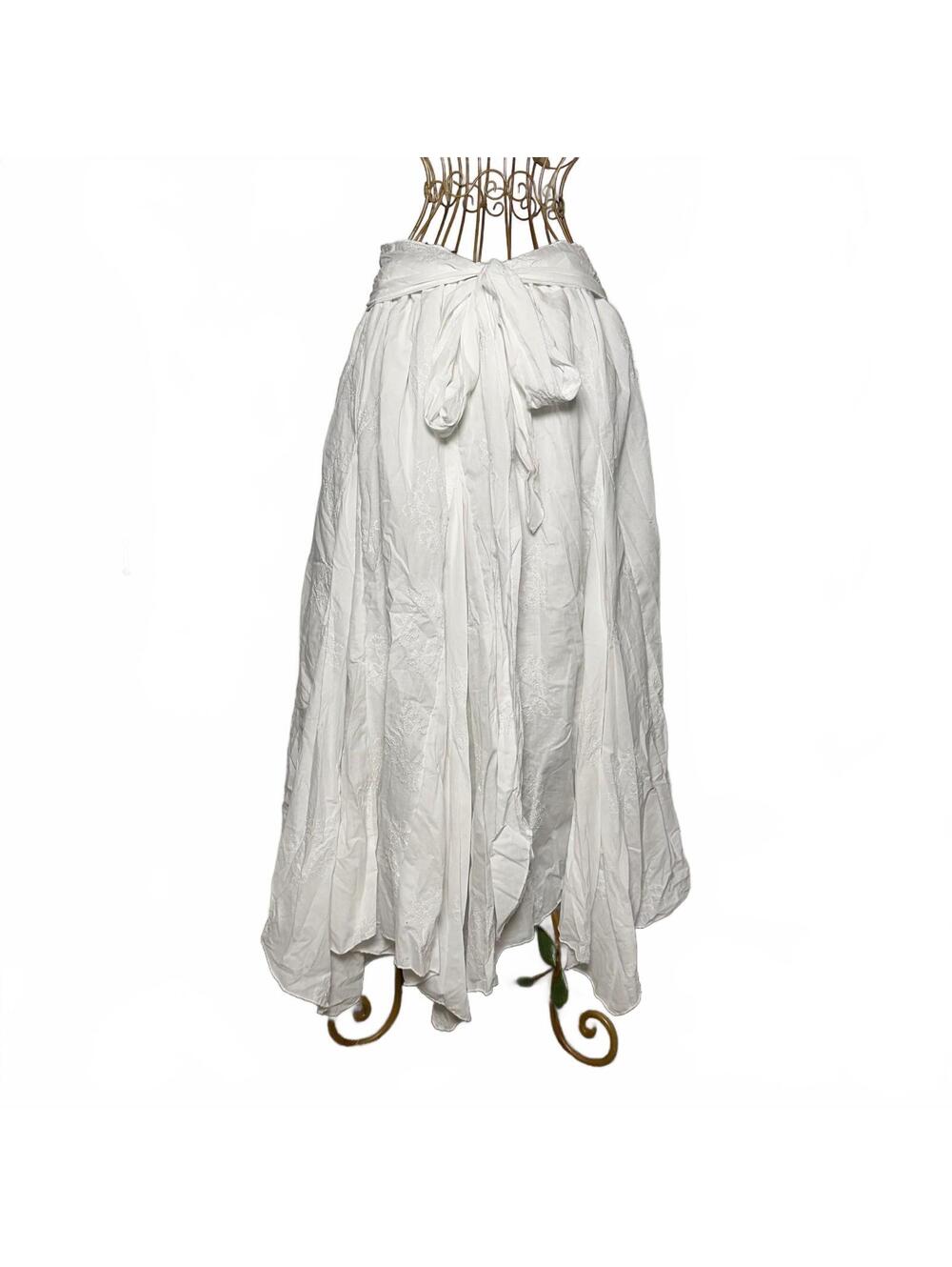MKM Designs White Embroidered Floral Wrap Maxi Skirt Cottagecore Boho 2X Plus - Picture 6 of 9